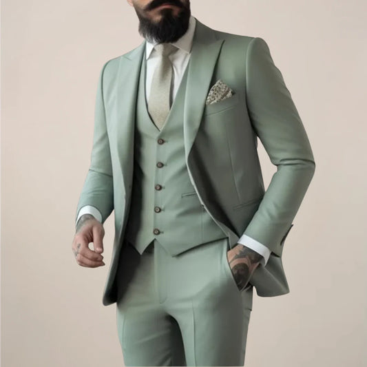 Asher | Men’S Spring Three Piece Suit Set Notch Lapel Waistcoat Pocket Square