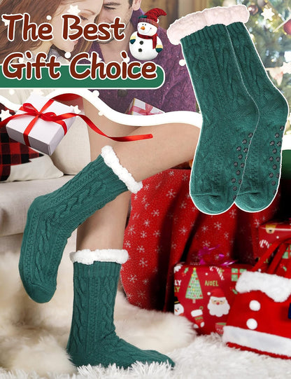 Women's Fuzzy Fleece Slipper Socks - Cozy, Thick, Non-Slip Winter Home Wear