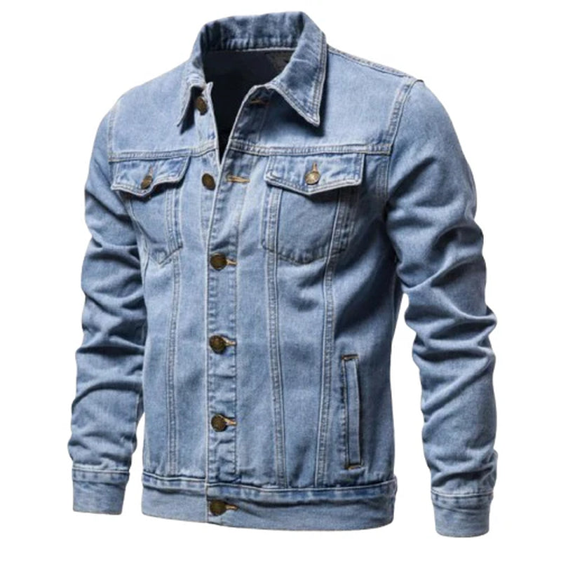 Men's Classic Trucker Denim Jacket with Adjustable Fit
