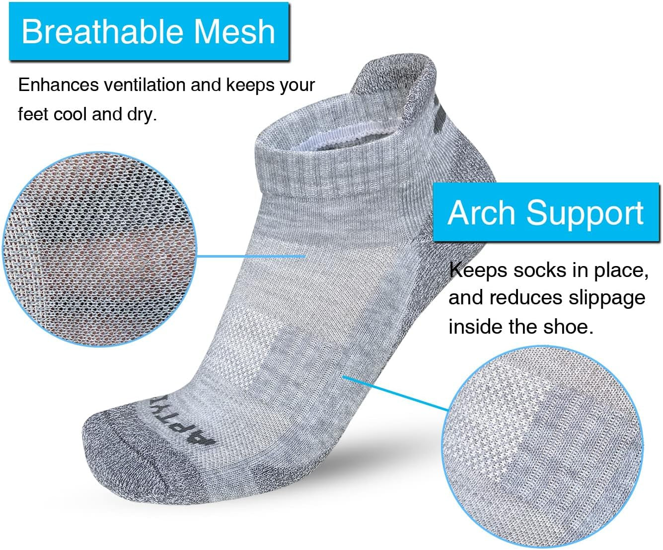 Men's Performance Cushioned Running Ankle Socks - Pack of 6