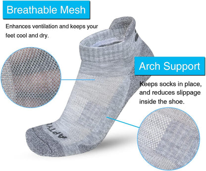 Men's Performance Cushioned Running Ankle Socks - Pack of 6