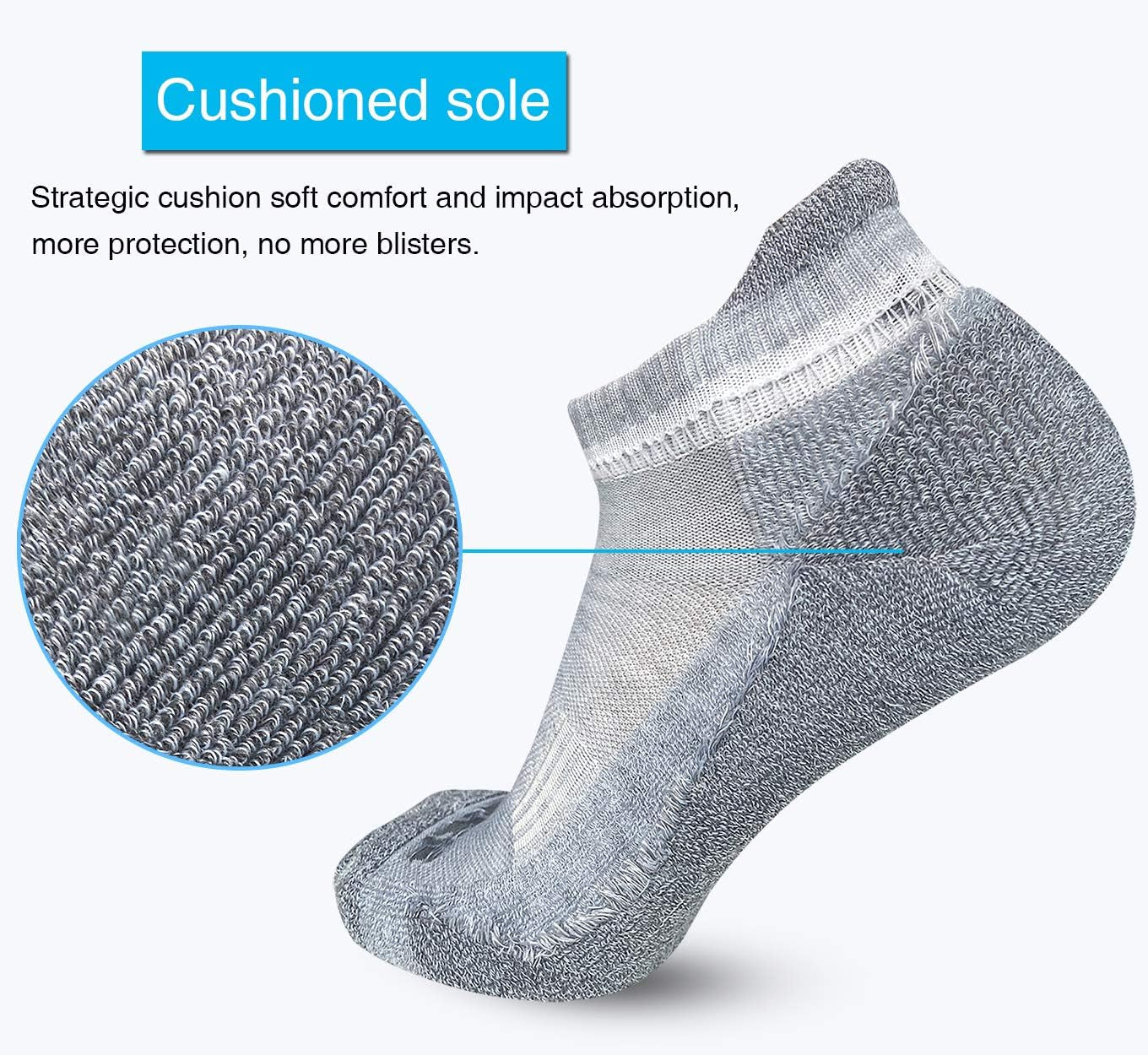 Men's Performance Cushioned Running Ankle Socks - Pack of 6
