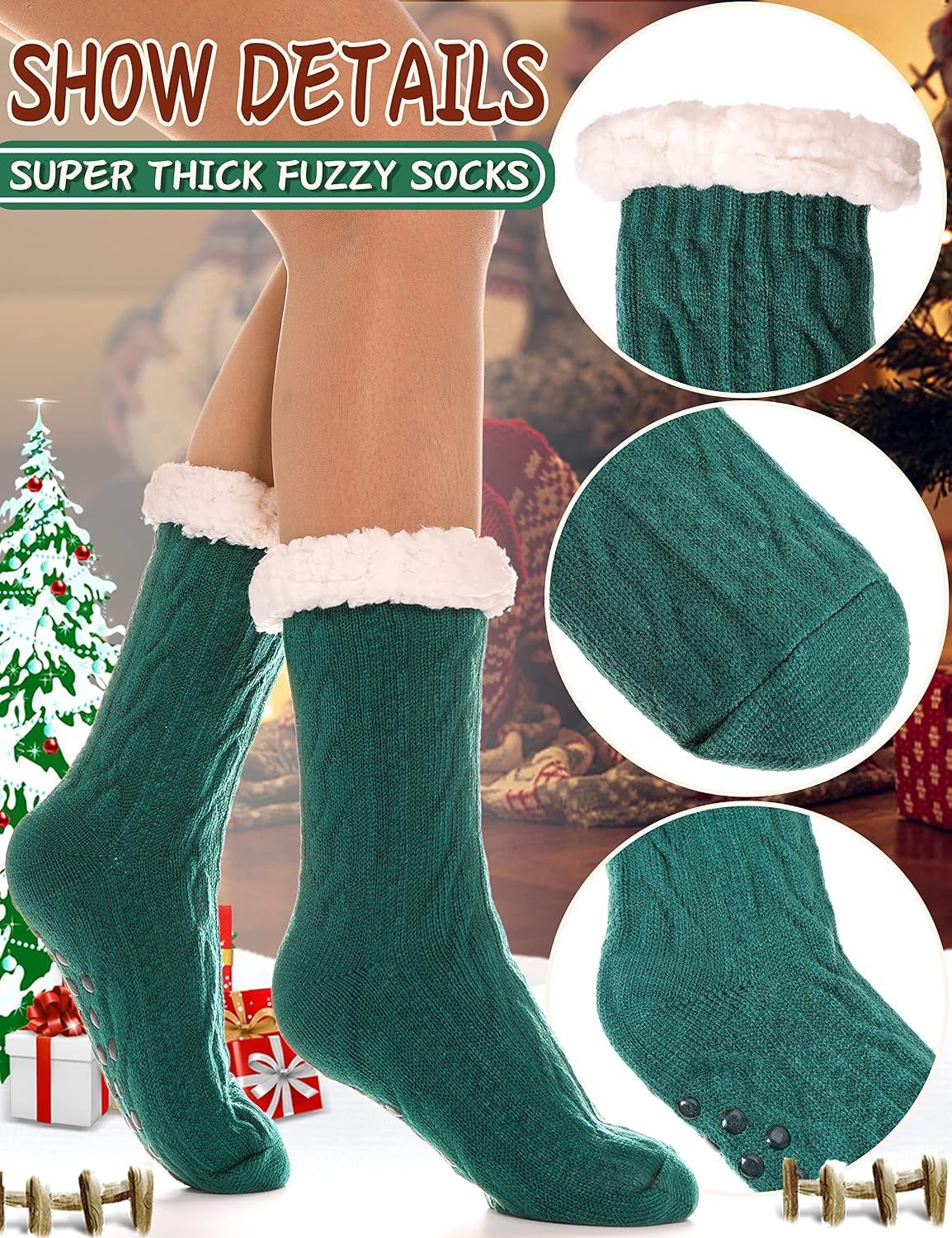 Women's Fuzzy Fleece Slipper Socks - Cozy, Thick, Non-Slip Winter Home Wear