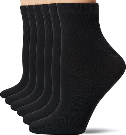 Women's Cushioned Crew, Ankle, and No-Show Socks - 6 Pairs for Shoe Sizes 5-9 and 8-12