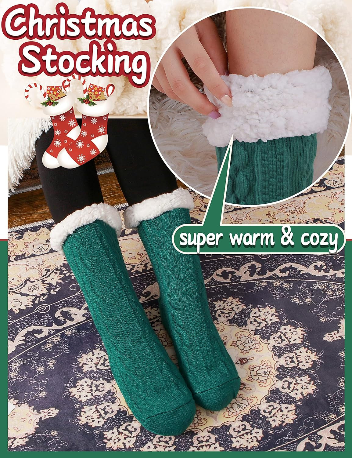 Women's Fuzzy Fleece Slipper Socks - Cozy, Thick, Non-Slip Winter Home Wear