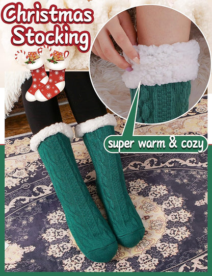Women's Fuzzy Fleece Slipper Socks - Cozy, Thick, Non-Slip Winter Home Wear