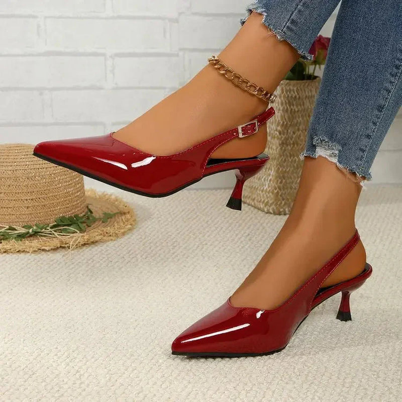 Heidi Pointed-Toe Slingback Heels