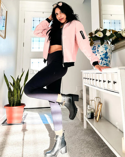 Ambrine - Klassischer Bomber Für Den Frühling Für Frauen, Mit Reißverschluss Und Taschen