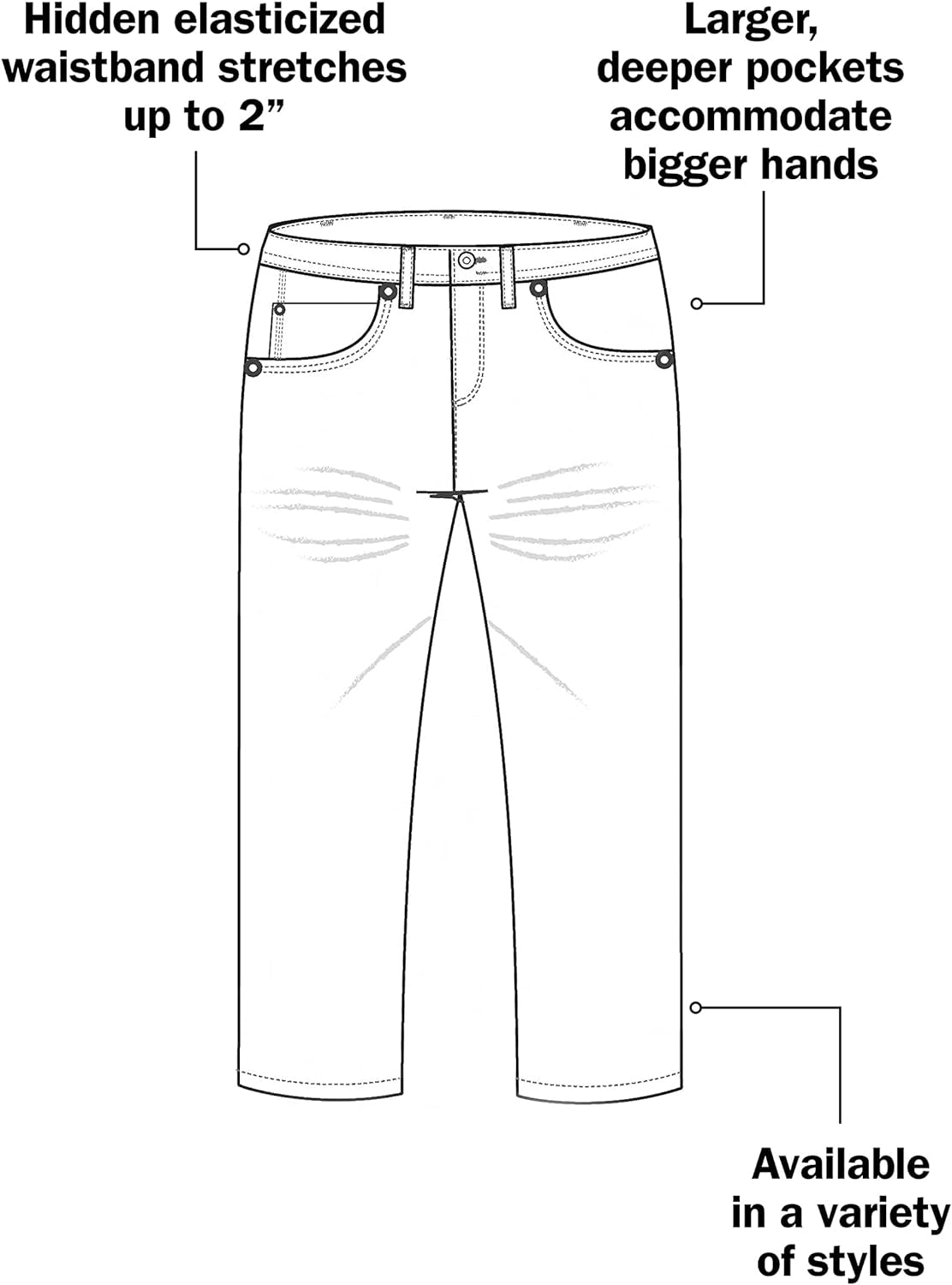 by DXL Men'S Big and Tall Microfiber Waist-Relaxer Pants